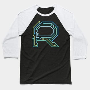 Alphabet R Circuit Typography Design Baseball T-Shirt